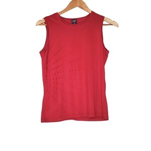 Radial Burn Semi-Transparent Graphic Red Gap Tank Top